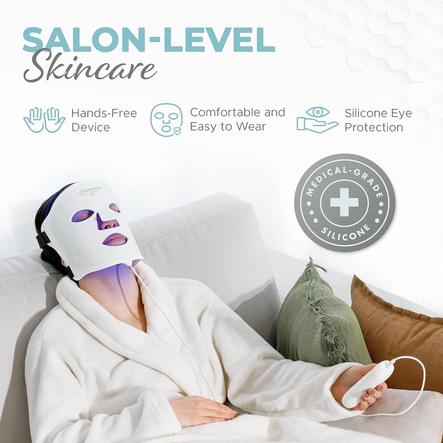 7 Colors LED Face Mask with Near-Infrared - Blue, Red Light Therapy for Face - 456 Leds - Skincare Tool for Wrinkles, Anti-Aging