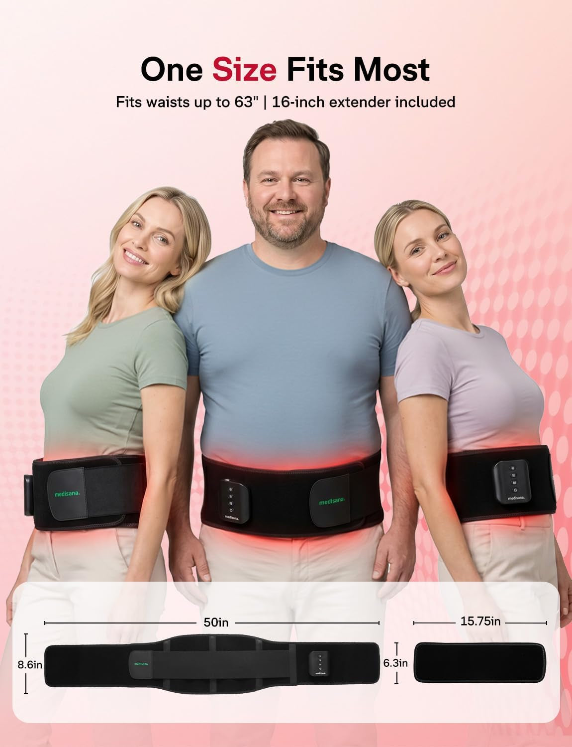 Red Light Therapy for Body, Upgraded 3-In-1 Cordless Red Light Therapy Belt with 3-Mode Red Light, Vibration & Heating, Adjustable Fit 660Nm/850Nm Infrared Red Light Therapy for Back Pain