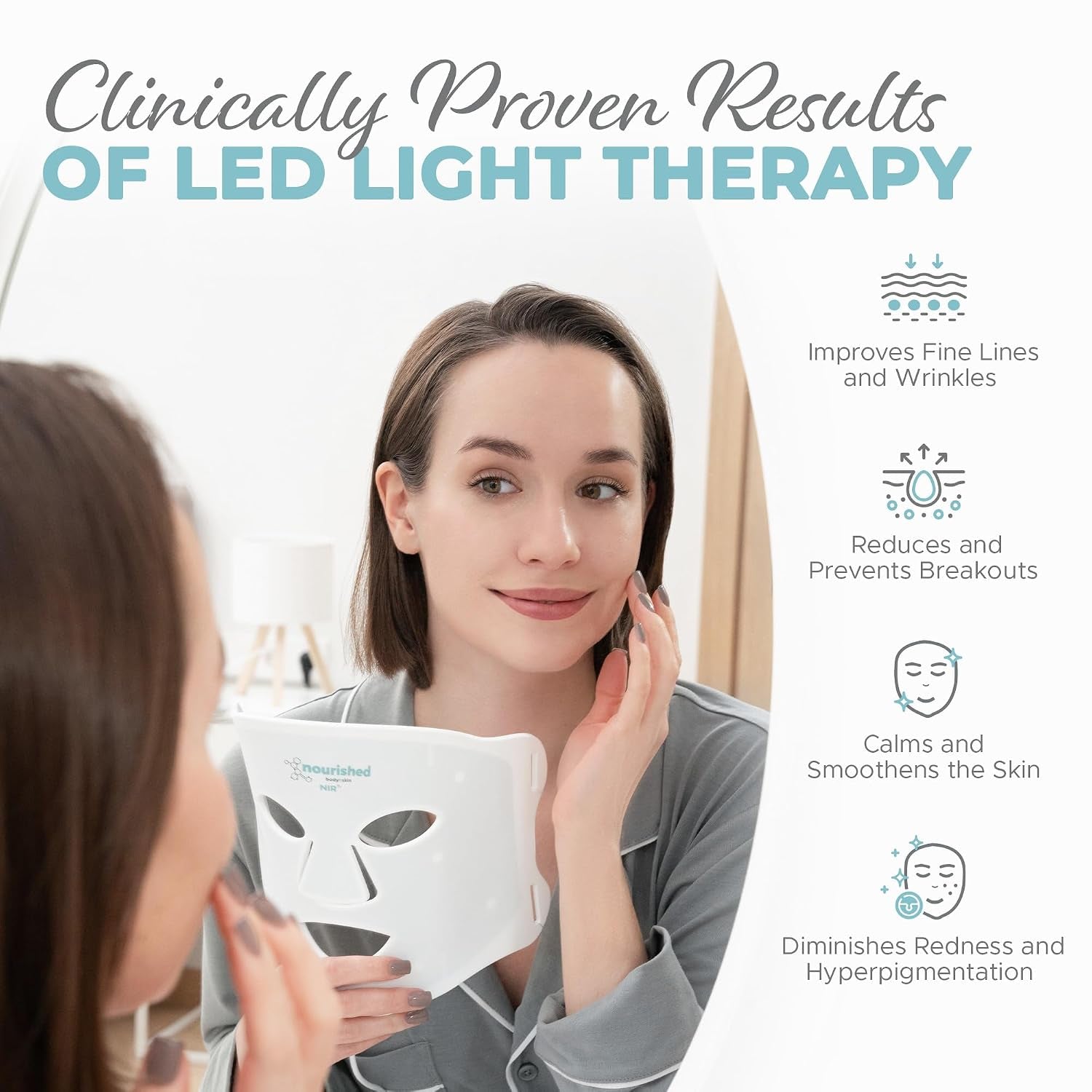 7 Colors LED Face Mask with Near-Infrared - Blue, Red Light Therapy for Face - 456 Leds - Skincare Tool for Wrinkles, Anti-Aging