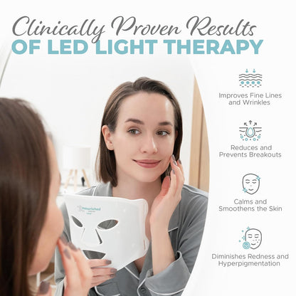 7 Colors LED Face Mask with Near-Infrared - Blue, Red Light Therapy for Face - 456 Leds - Skincare Tool for Wrinkles, Anti-Aging