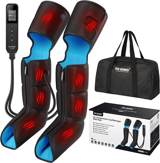 Air Compression Leg Massager with Heat and Compression for Circulation and Pain Relief, Full Leg & Foot Massager for Swelling Edema RLS with Pressure Sensor LCD Display for Dad Mom Wife