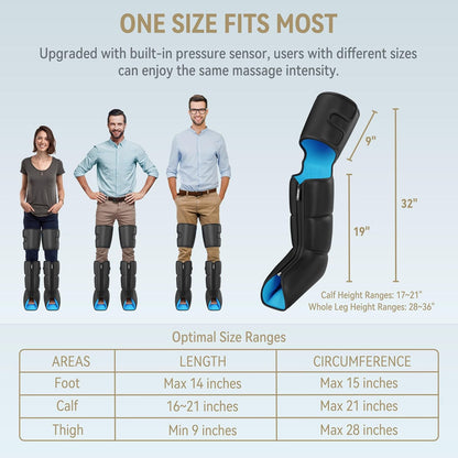 Air Compression Leg Massager with Heat and Compression for Circulation and Pain Relief, Full Leg & Foot Massager for Swelling Edema RLS with Pressure Sensor LCD Display for Dad Mom Wife