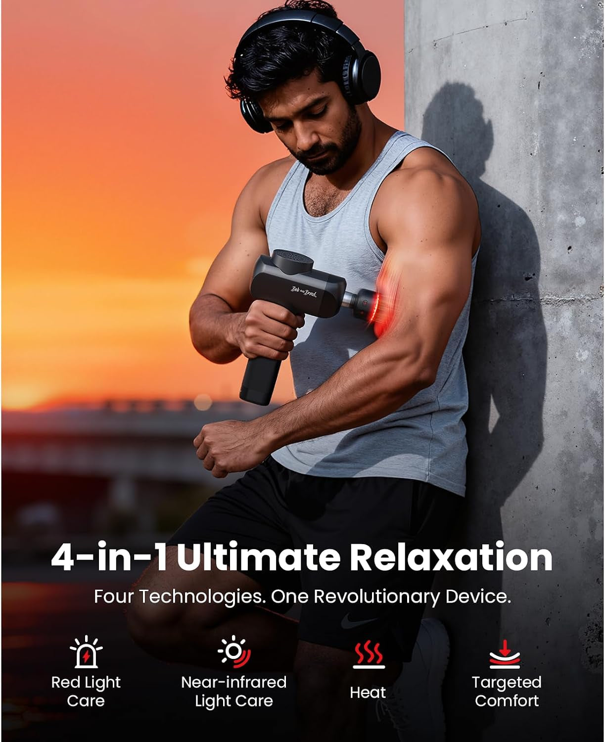 X6 Ultra Massage Gun with Heat and Infrared Light, Metal Head, Professional Percussion Deep Tissue Muscle Massager Gun for Athletes with 6 Replacements