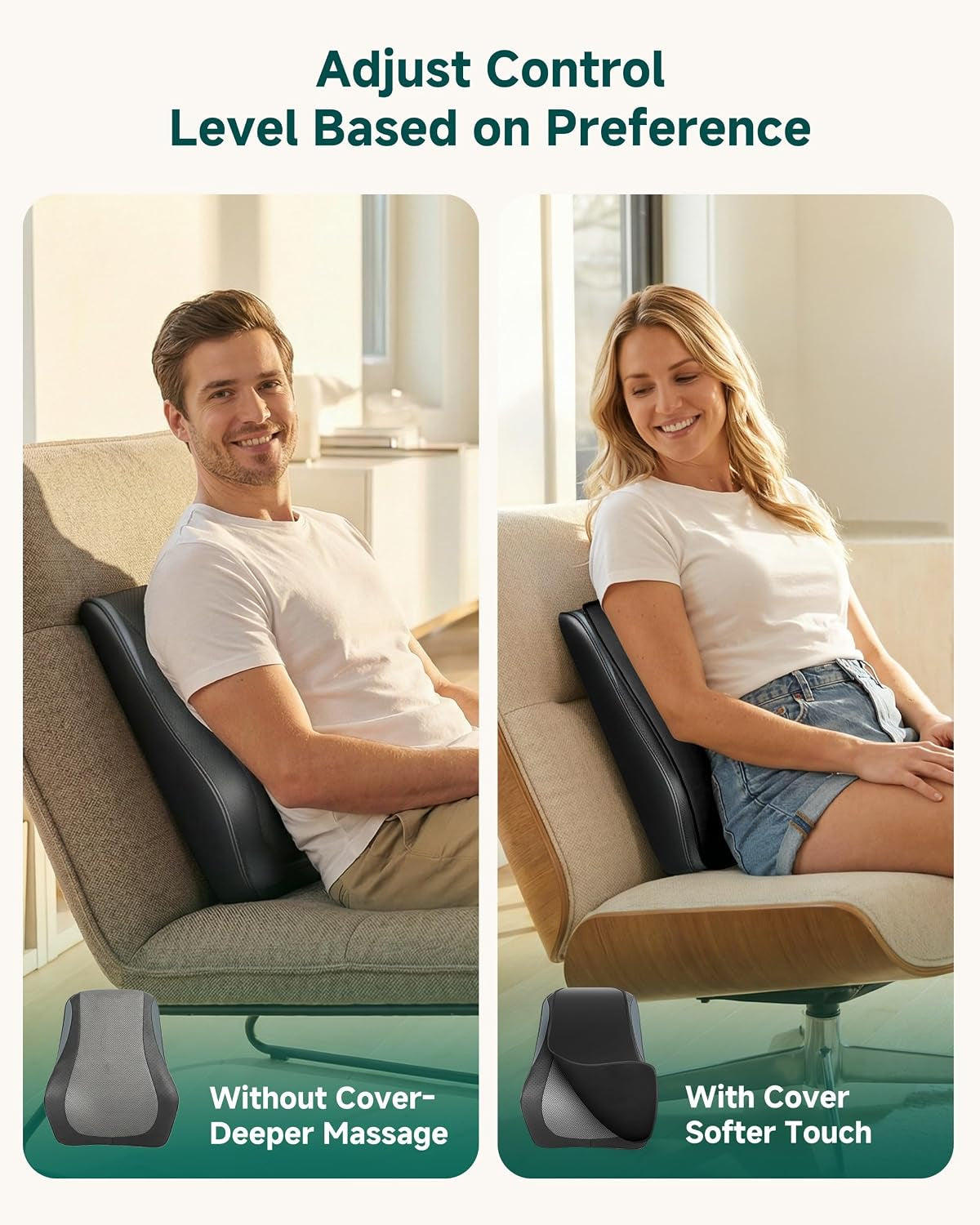 Shiatsu Back Massager for Back Pain Deep Tissue, Lower Back Neck Massager with Heat, 3D Kneading Back Massager for Chair, Massage Pillow as Gifts for Mom, Dad, Women