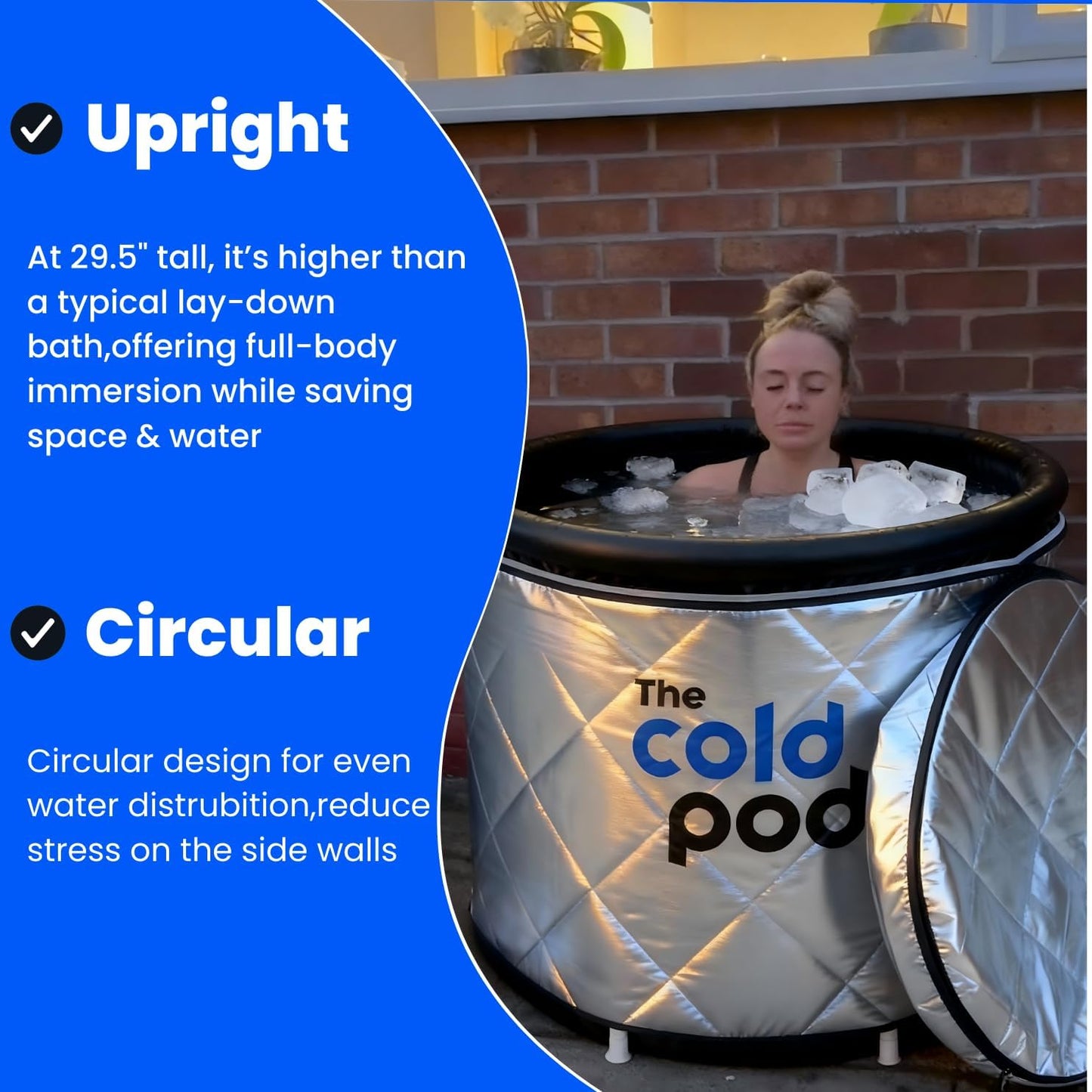 Cold Plunge Tub: 85 Gal round Tub with Full-Wrap Uv-Reflective Insulation Cover Bundle for Indoor & Outdoors Use - Portable Ice Bath Tub for Athletes&Crossfitters &Wim Hof Enthusiasts