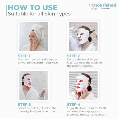 7 Colors LED Face Mask with Near-Infrared - Blue, Red Light Therapy for Face - 456 Leds - Skincare Tool for Wrinkles, Anti-Aging