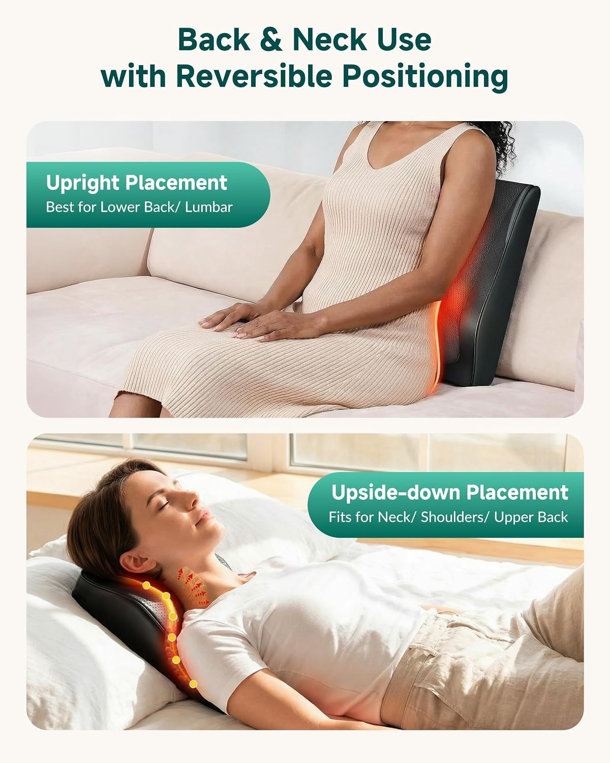 Shiatsu Back Massager for Back Pain Deep Tissue, Lower Back Neck Massager with Heat, 3D Kneading Back Massager for Chair, Massage Pillow as Gifts for Mom, Dad, Women