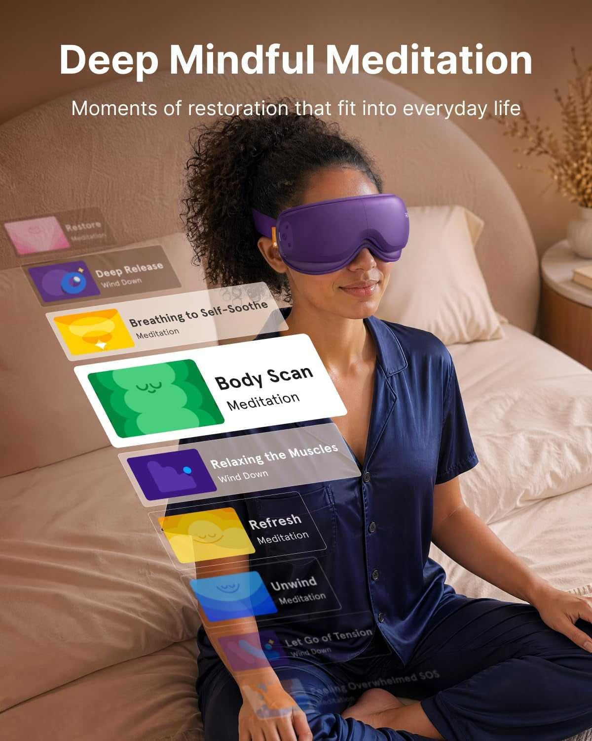 RENPHO X Headspace Eyeris Zen, Meditation Eye Massager with Heat, Portable Heated Eye Mask, Ultra-Quiet for Deeper Sleep, Gifts for Him, Women, Birthday, FSA Eligible HSA
