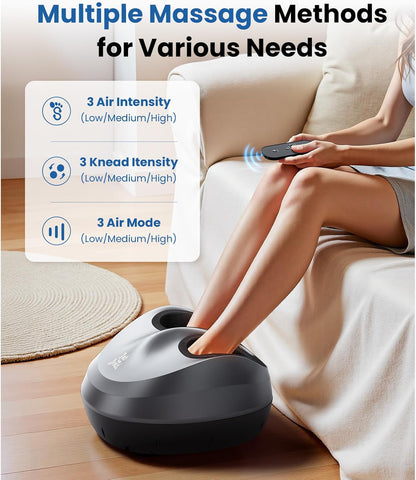 Foot Massager Machine with Heat, FSA Shiatsu Foot Massager for Plantar Fasciitis & Neuropathy with Kneading & Compression HSA Eligible, Cordless Remote Control, Gift for Family, Size 14