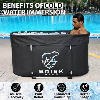XL Oval Ice Bath Tub for Athletes with Cover by  - Extra Large Cold Plunge Tub for Recovery - Ice Tub with Digital Timer, Thermometer & Reusable Ice Molds - Cold Plunge to Soothe Muscles