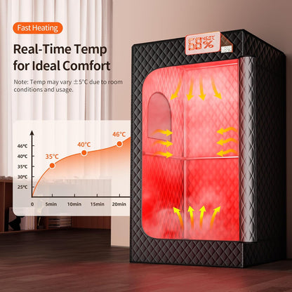 Portable Sauna Box, Infrared Sauna with 660Nm Red Light & 850Nm Infrared Red Light Therapy Device for Relaxation, Red Light Sauna for Home 5-Layer Waterproof Insulated, 3L/1200W Steamer, Chair