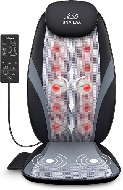 Shiatsu Back Massager with Heat, Deep Kneading Massage Chair Pad for Neck, Shoulders, Full Back & Waist, Adjustable Roller Massage Seat Cushion for Home Office, Pain Relief, Gift for Men Women