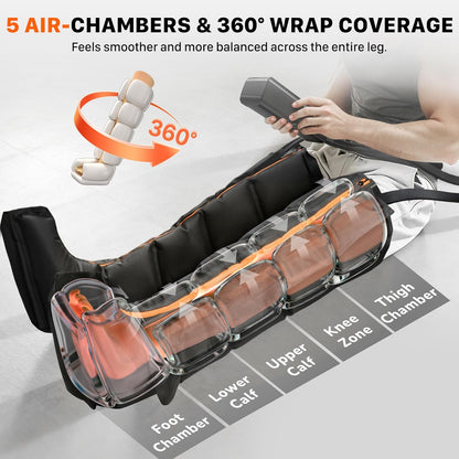 Air Compression Boots Leg Massager: Sequential Full-Leg Recovery with Heat, 6 Modes & 11 Intensities for Post‑Workout Relieve & Daily Relaxation for Athletes, Fitness Users (Large)