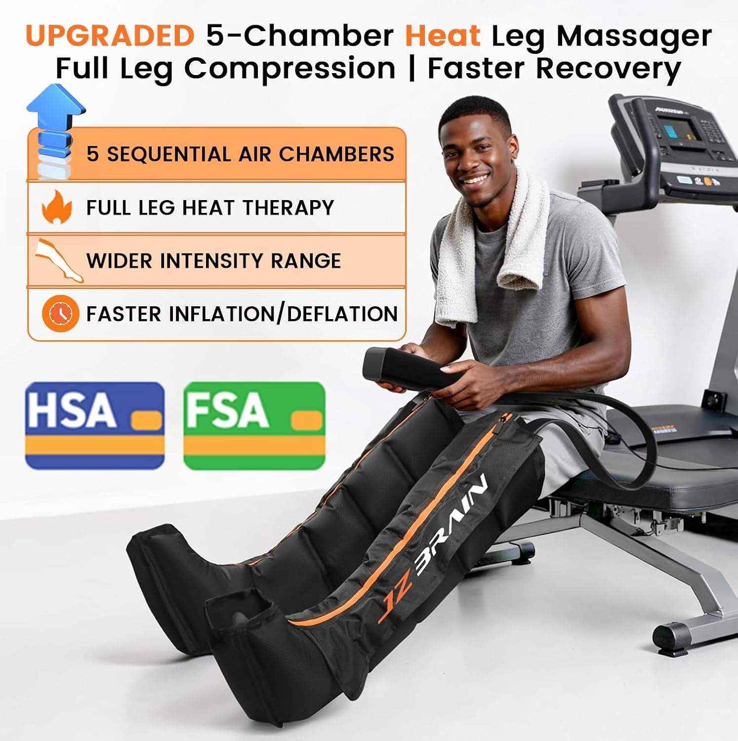 Air Compression Boots Leg Massager: Sequential Full-Leg Recovery with Heat, 6 Modes & 11 Intensities for Post‑Workout Relieve & Daily Relaxation for Athletes, Fitness Users (Large)