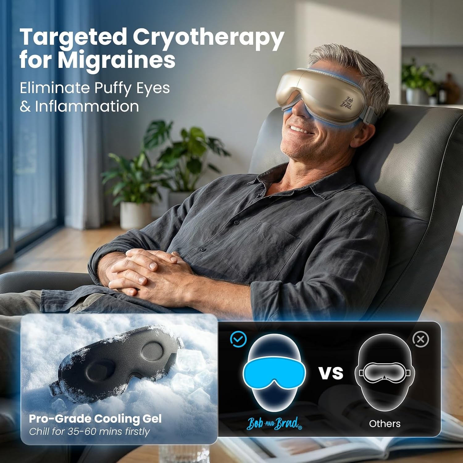 Eye Massager with Heat and Cooling, FSA Eligible HSA Eligible, Eye Massager for Migraine, Heated Eye Mask for Dry Eye Headache Relief Sleep Improve, Ideal Fathers Day Dad Gifts