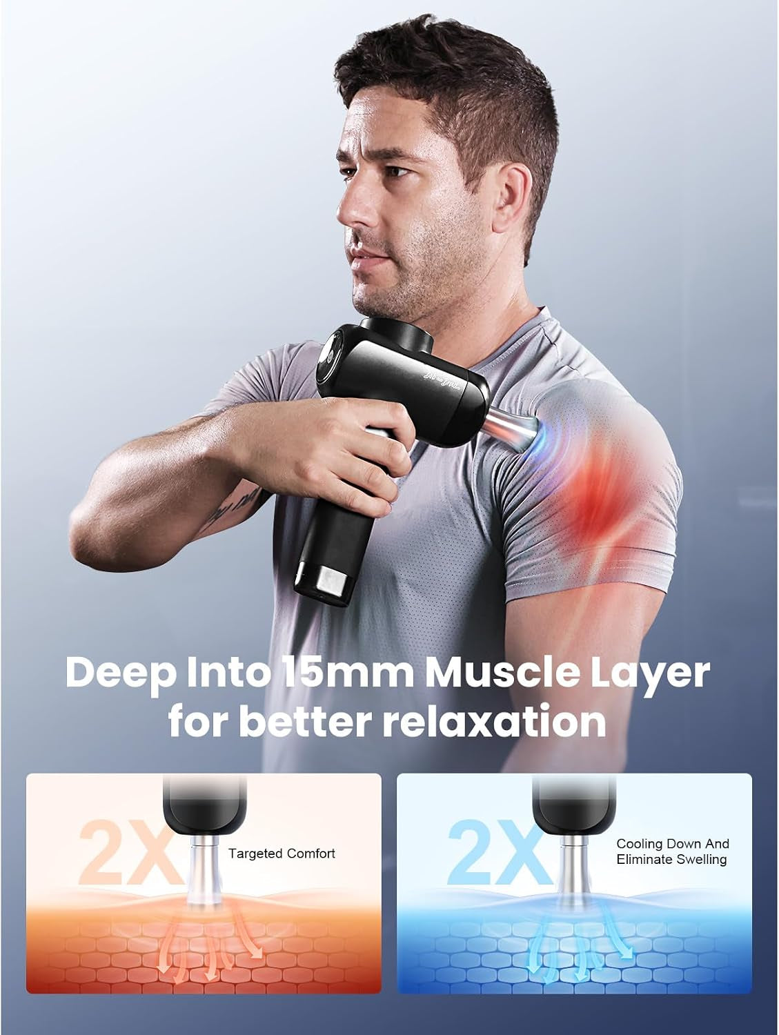 X6 Ultra Massage Gun with Heat and Infrared Light, Metal Head, Professional Percussion Deep Tissue Muscle Massager Gun for Athletes with 6 Replacements
