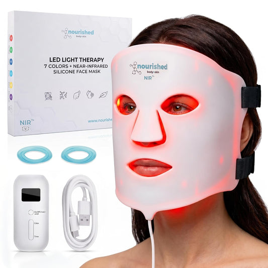 7 Colors LED Face Mask with Near-Infrared - Blue, Red Light Therapy for Face - 456 Leds - Skincare Tool for Wrinkles, Anti-Aging