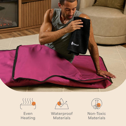 Rejuvawrap Infrared Sauna Blanket — Portable Sauna Bag with 9 Temp Levels Low EMF Far Infrared Heating — at Home Full Body Rejuvenation & Relaxation