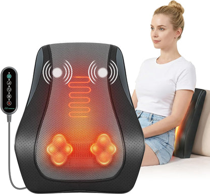 Shiatsu Back Massager for Back Pain Deep Tissue, Lower Back Neck Massager with Heat, 3D Kneading Back Massager for Chair, Massage Pillow as Gifts for Mom, Dad, Women