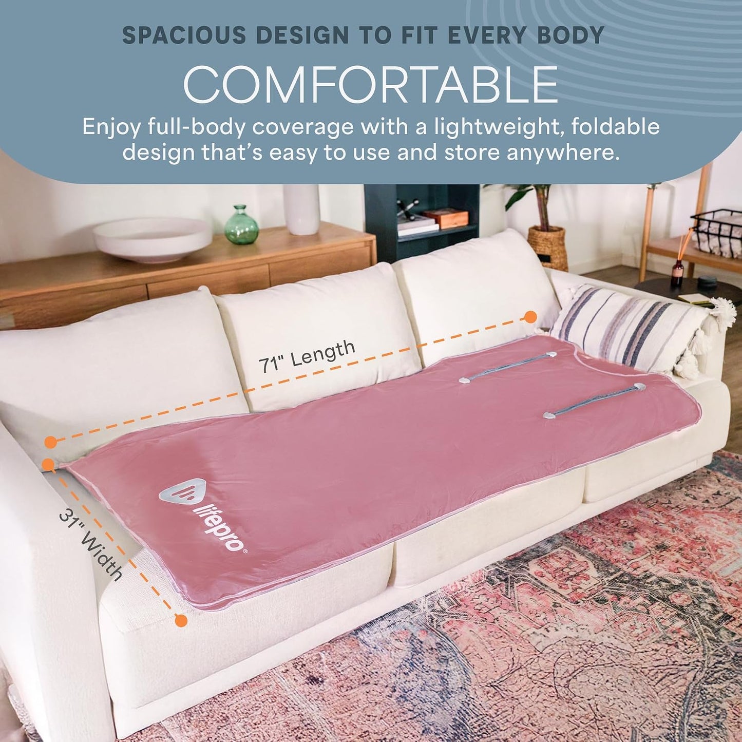 Bioremedy Infrared Sauna Blanket for Home Relaxation Detox | Portable Low EMF Carbon Fiber Dual-Layer, Adjustable 86-158°F, 20-60 Min Timer, Far Infrared Full Body Relaxation