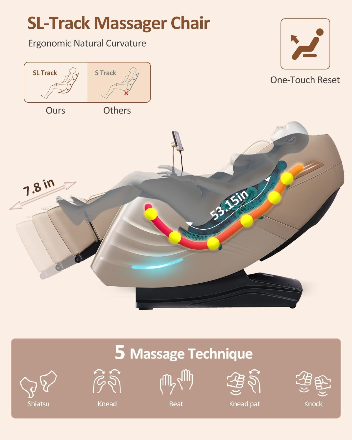 Massage Chair Full Body, 20 Modes Zero Gravity Sl-Track Shiatsu Massage Chair Built-In Heat System, Airbag Massage with Body Scan, Deep Yoga Stretch, Calfrest Extension and AI Control(Cream)