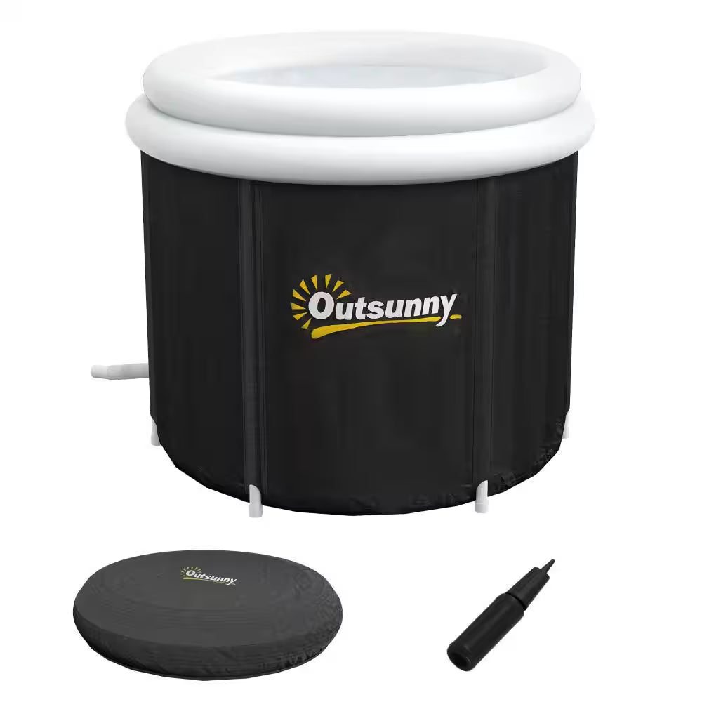 Black 79 Gal. Outdoor Portable Cold Plunge Tub with Thermo Lid, Cover and Carry Bag for Athletes Recovery