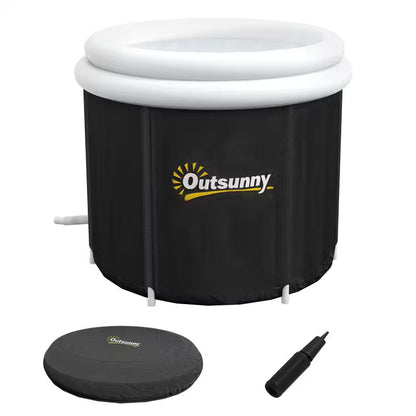 Black 79 Gal. Outdoor Portable Cold Plunge Tub with Thermo Lid, Cover and Carry Bag for Athletes Recovery