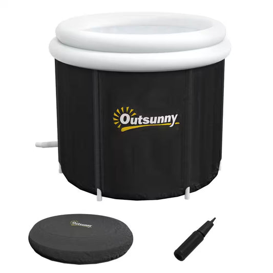 Black 79 Gal. Outdoor Portable Cold Plunge Tub with Thermo Lid, Cover and Carry Bag for Athletes Recovery