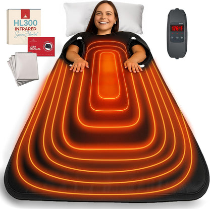 Infrared Sauna Blanket - Portable Sauna Blanket for Home Weight Loss and Detox, Personal Far Infrared Dry Therapy Bag for One Person Relaxation with Adjustable Temp 95-176°F. 110V 500 Watts 70" X 31"