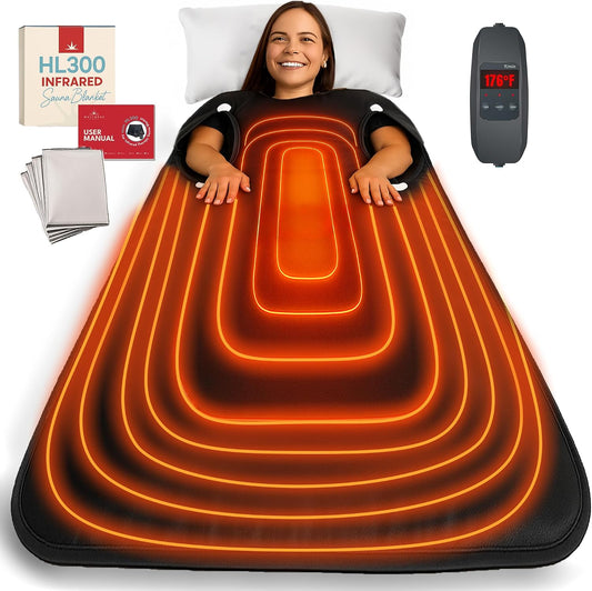 Infrared Sauna Blanket - Portable Sauna Blanket for Home Weight Loss and Detox, Personal Far Infrared Dry Therapy Bag for One Person Relaxation with Adjustable Temp 95-176°F. 110V 500 Watts 70" X 31"