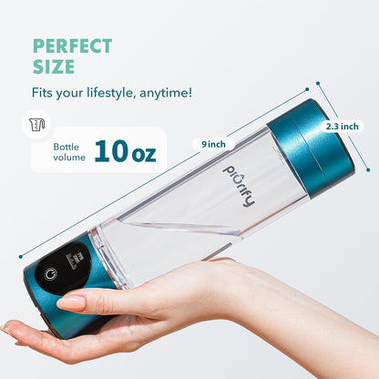 Hydrogen Water Bottle Generator | up to 6300+ PPB in 3 Cycles | Molecular Hydrogen with SPE/PEM Technology | Certified H2 Generator | Rechargeable | Extended Warranty | 10 Oz (Turquoise)