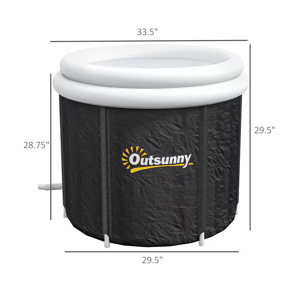 Black 79 Gal. Outdoor Portable Cold Plunge Tub with Thermo Lid, Cover and Carry Bag for Athletes Recovery