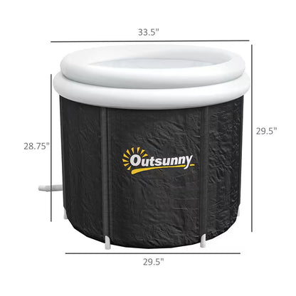 Black 79 Gal. Outdoor Portable Cold Plunge Tub with Thermo Lid, Cover and Carry Bag for Athletes Recovery