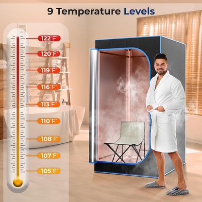Portable Steam Sauna Tent with Extra Large 4L Steamer - Includes Folding Sauna Chair, Remote Control W/ 9 Heat Levels for In-Home Spa - 2.9' X 2.9' X 5.9'
