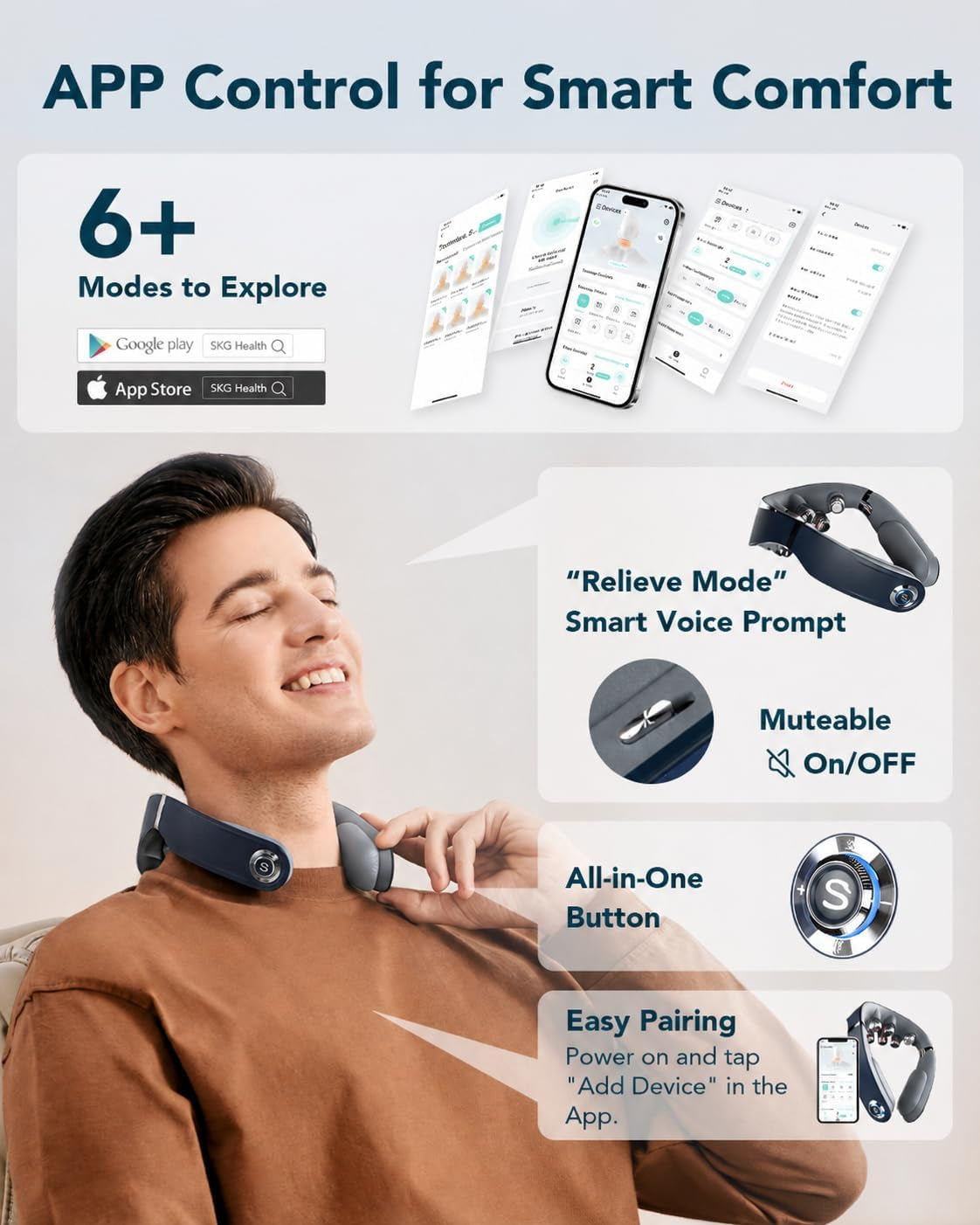 G7 Pro Fold Neck Massager for Strain Relief Deep Tissue, FSA | HSA Heat and Vibration Cordless Travel Massager, Birthday Day Dad Gifts Foldable Neck Massager for Office Home Car Travel