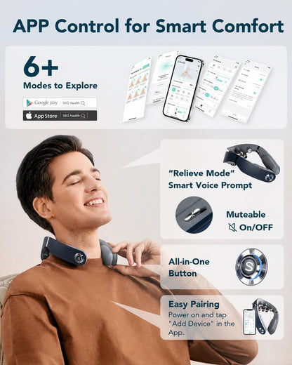 G7 Pro Fold Neck Massager for Strain Relief Deep Tissue, FSA | HSA Heat and Vibration Cordless Travel Massager, Birthday Day Dad Gifts Foldable Neck Massager for Office Home Car Travel