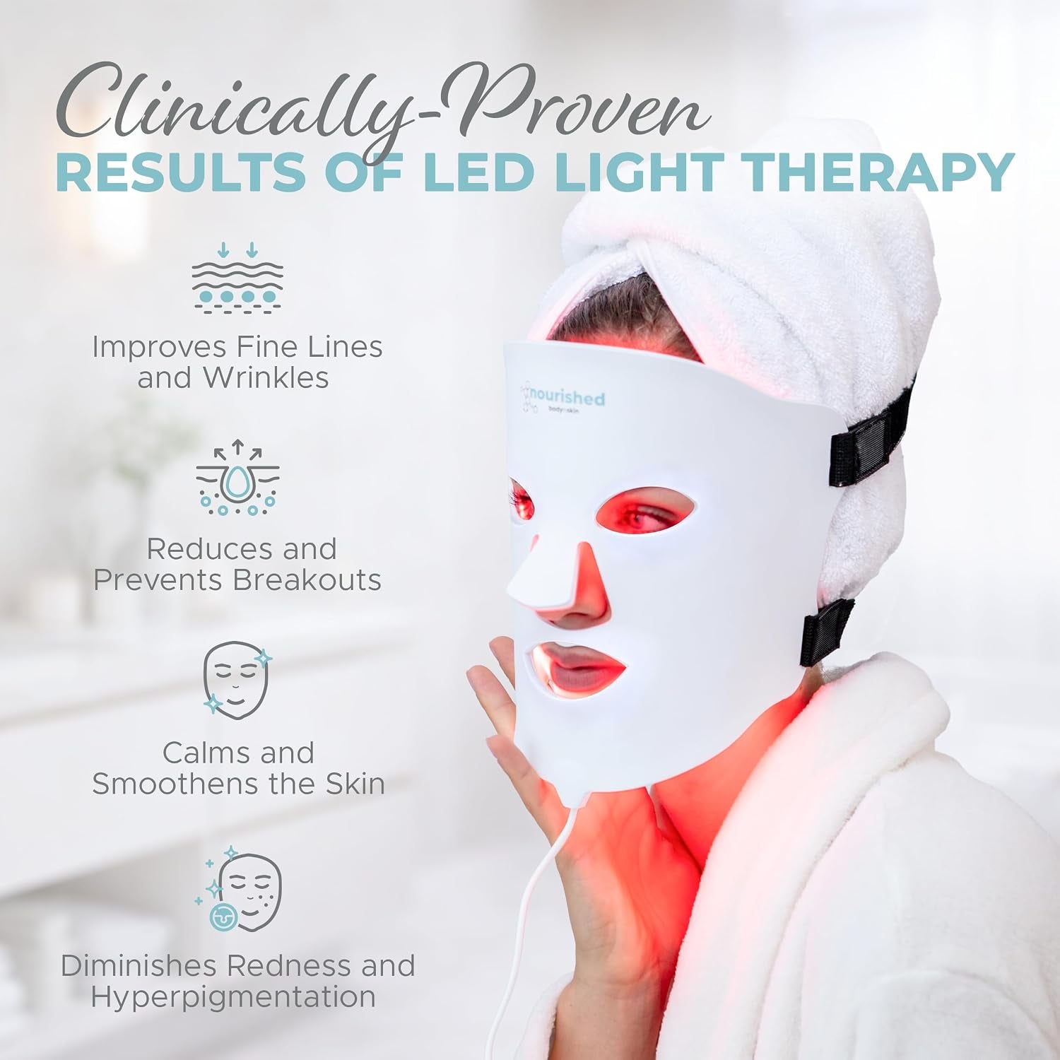 LED Light Therapy Face & Neck Mask - Facial Skin Care Device - 7 Colors Red & Blue - Rejuvenation, Anti-Aging Product for Wrinkles