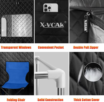 Upgraded 2 Person Sauna, Portable Sauna with 5 Layer Waterproof, Portable Steam Sauna Tent with 2 Steamers, 2 Folding Chair, 71”X 49”X 36"