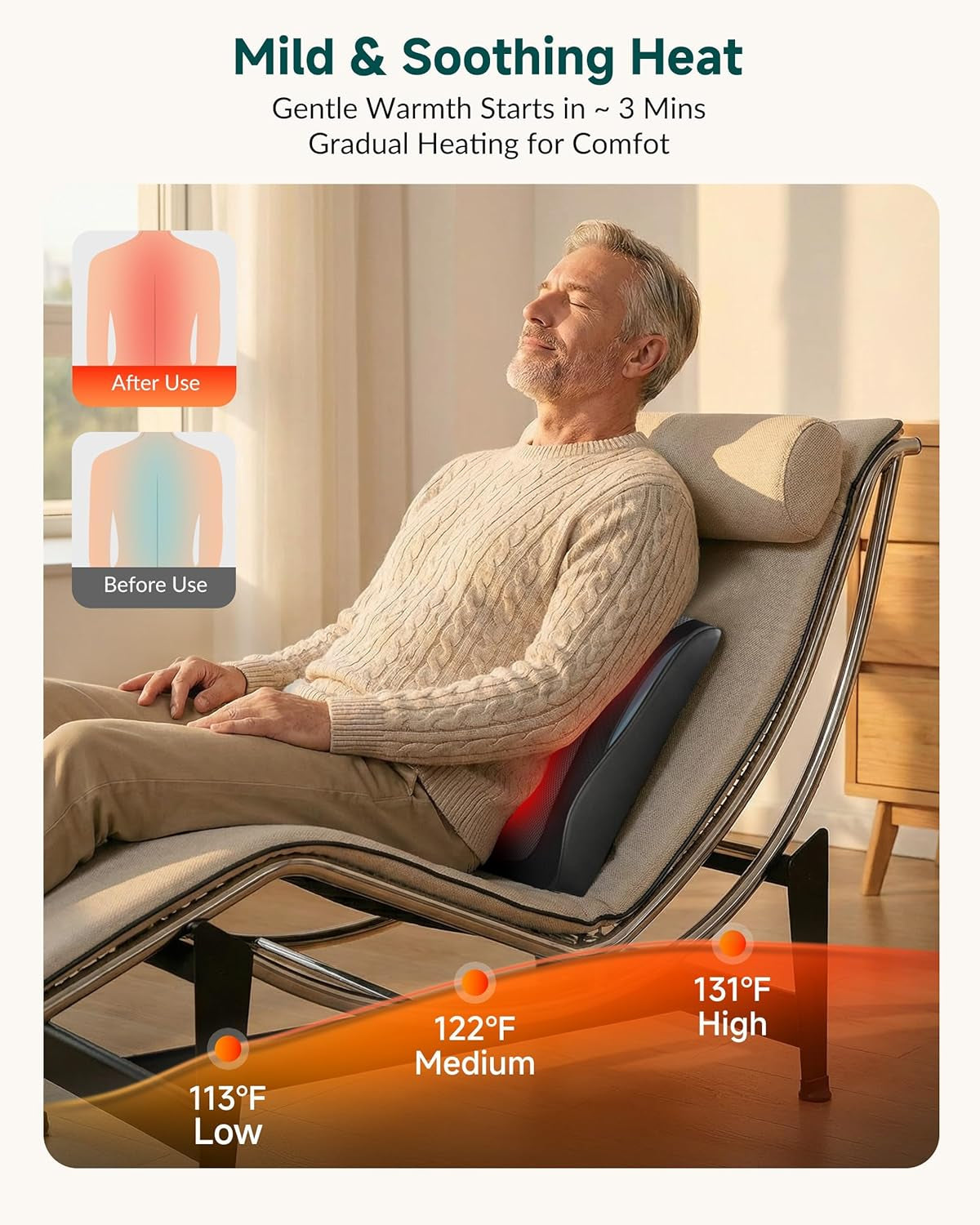 Shiatsu Back Massager for Back Pain Deep Tissue, Lower Back Neck Massager with Heat, 3D Kneading Back Massager for Chair, Massage Pillow as Gifts for Mom, Dad, Women