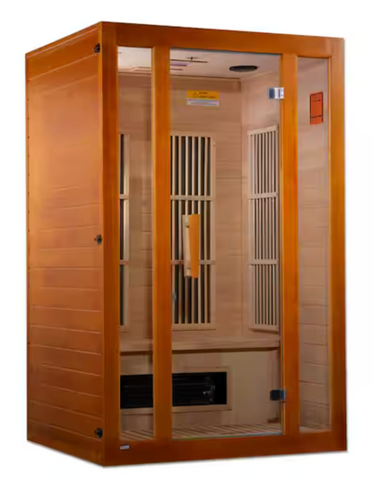 Aspen Upgraded 2 Person Infrared Sauna 6 Dual Tech Infrared Heaters, Red Light and Chromotherapy with Sound System