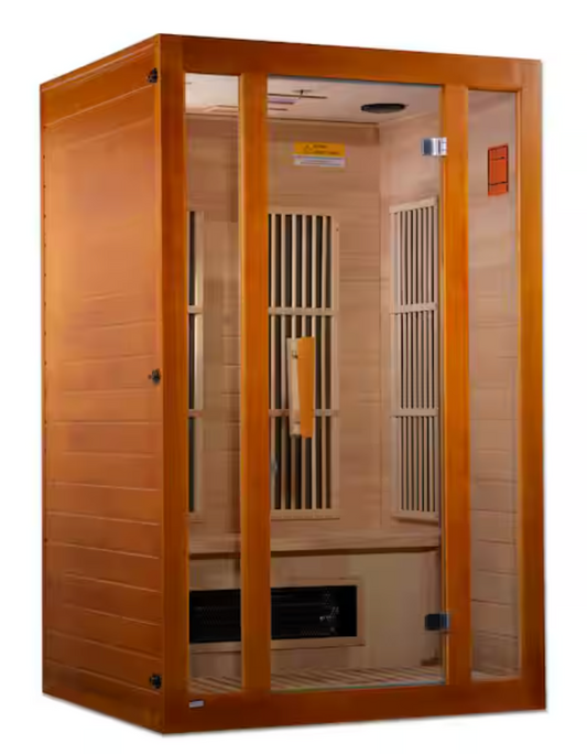 Aspen Upgraded 2 Person Infrared Sauna 6 Dual Tech Infrared Heaters, Red Light and Chromotherapy with Sound System