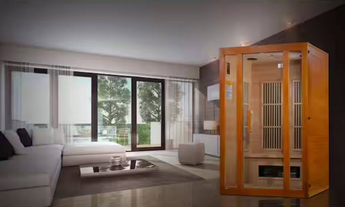 Aspen Upgraded 2 Person Infrared Sauna 6 Dual Tech Infrared Heaters, Red Light and Chromotherapy with Sound System