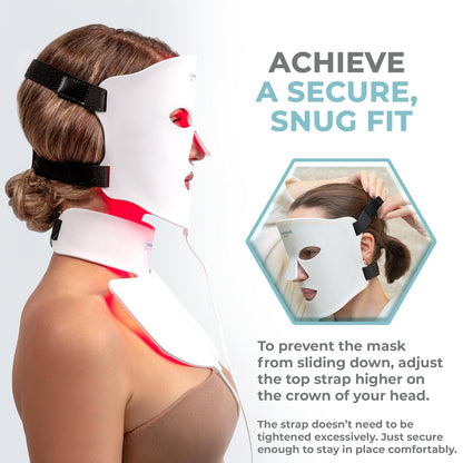 LED Light Therapy Face & Neck Mask - Facial Skin Care Device - 7 Colors Red & Blue - Rejuvenation, Anti-Aging Product for Wrinkles