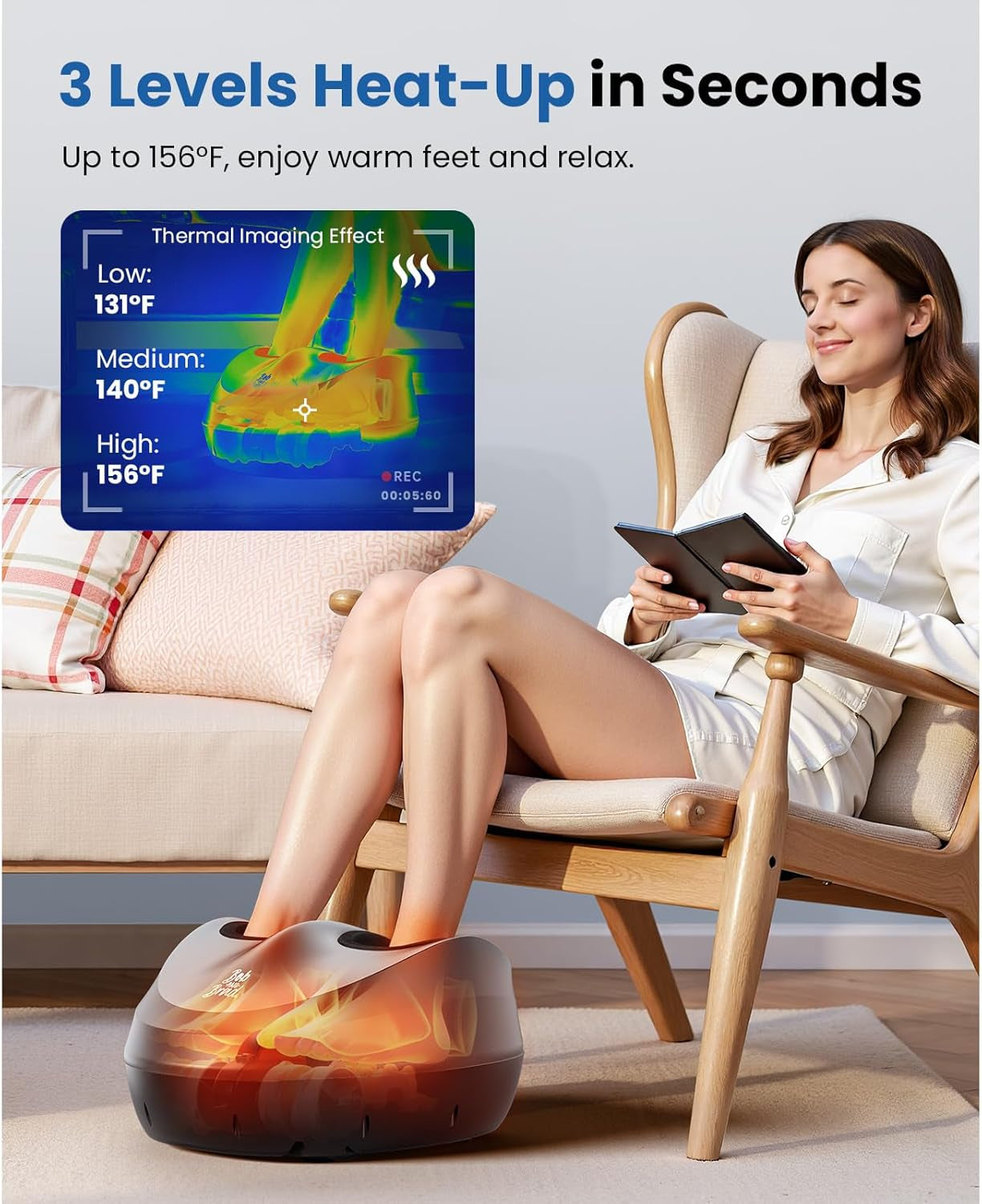Foot Massager Machine with Heat, FSA Shiatsu Foot Massager for Plantar Fasciitis & Neuropathy with Kneading & Compression HSA Eligible, Cordless Remote Control, Gift for Family, Size 14