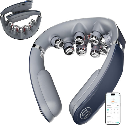 G7 Pro Fold Neck Massager for Strain Relief Deep Tissue, FSA | HSA Heat and Vibration Cordless Travel Massager, Birthday Day Dad Gifts Foldable Neck Massager for Office Home Car Travel