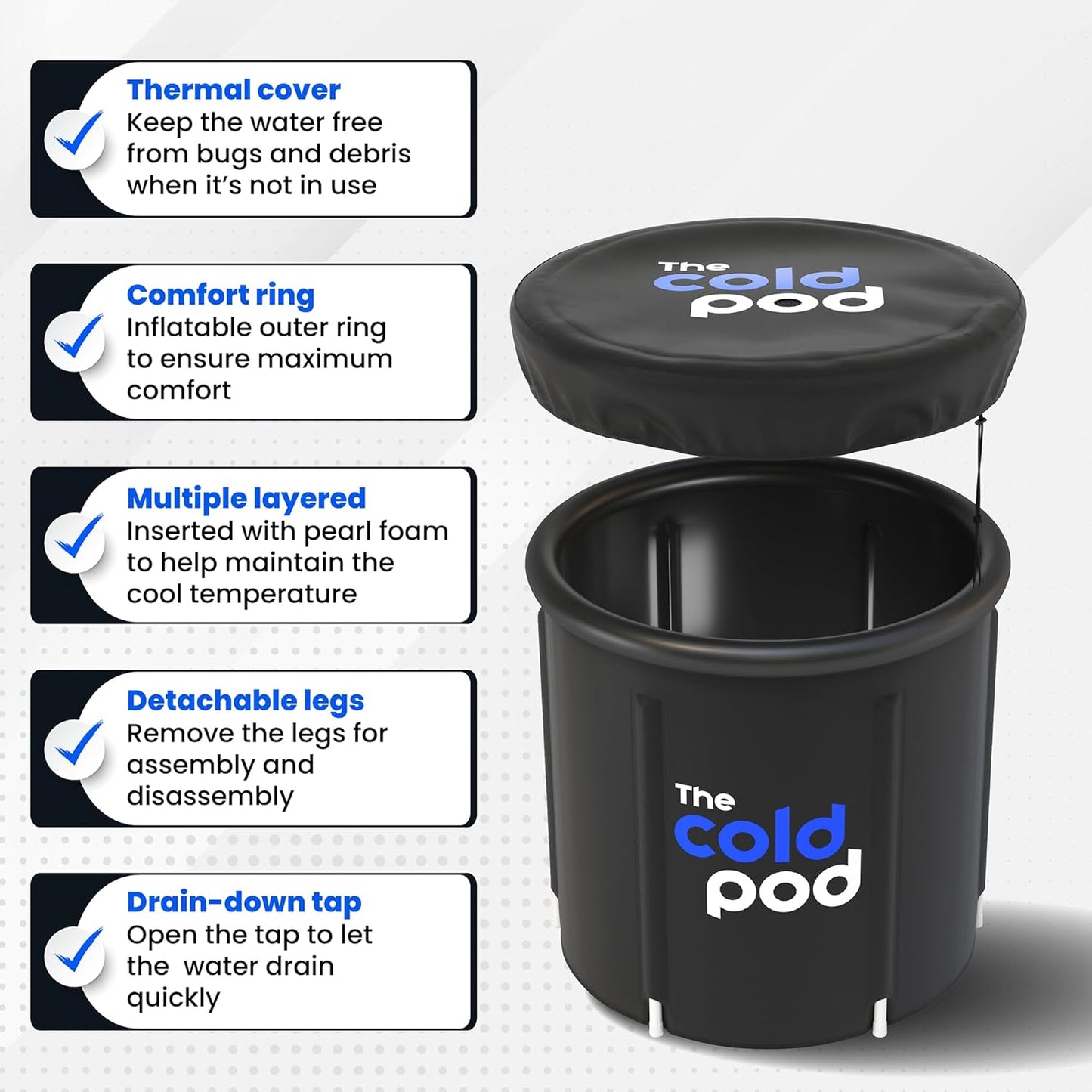 Ice Bath Tub for Athletes with Cover: 88 Gallons Cold Plunge Tub for Recovery, Multiple Layered Portable Ice Bath Plunge Pool