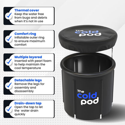 Ice Bath Tub for Athletes with Cover: 88 Gallons Cold Plunge Tub for Recovery, Multiple Layered Portable Ice Bath Plunge Pool