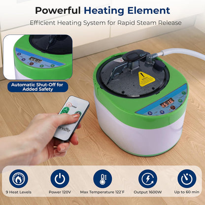 Portable Steam Sauna Tent with Extra Large 4L Steamer - Includes Folding Sauna Chair, Remote Control W/ 9 Heat Levels for In-Home Spa - 2.9' X 2.9' X 5.9'