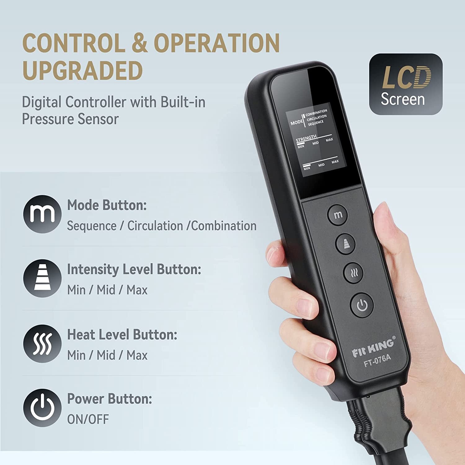 Air Compression Leg Massager with Heat and Compression for Circulation and Pain Relief, Full Leg & Foot Massager for Swelling Edema RLS with Pressure Sensor LCD Display for Dad Mom Wife