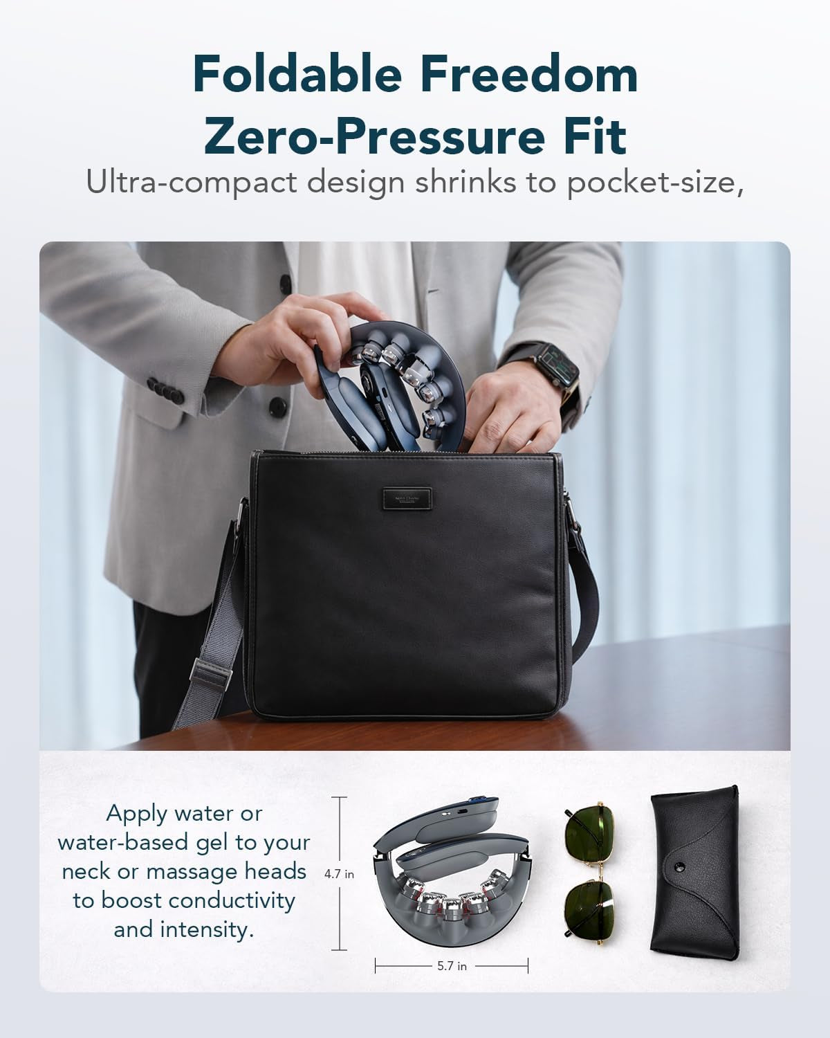 G7 Pro Fold Neck Massager for Strain Relief Deep Tissue, FSA | HSA Heat and Vibration Cordless Travel Massager, Birthday Day Dad Gifts Foldable Neck Massager for Office Home Car Travel
